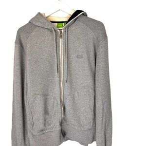 Boss Jacket Mens 2X Gray Thermal Lined Full Zip Front Hooded Sweatshirt Light